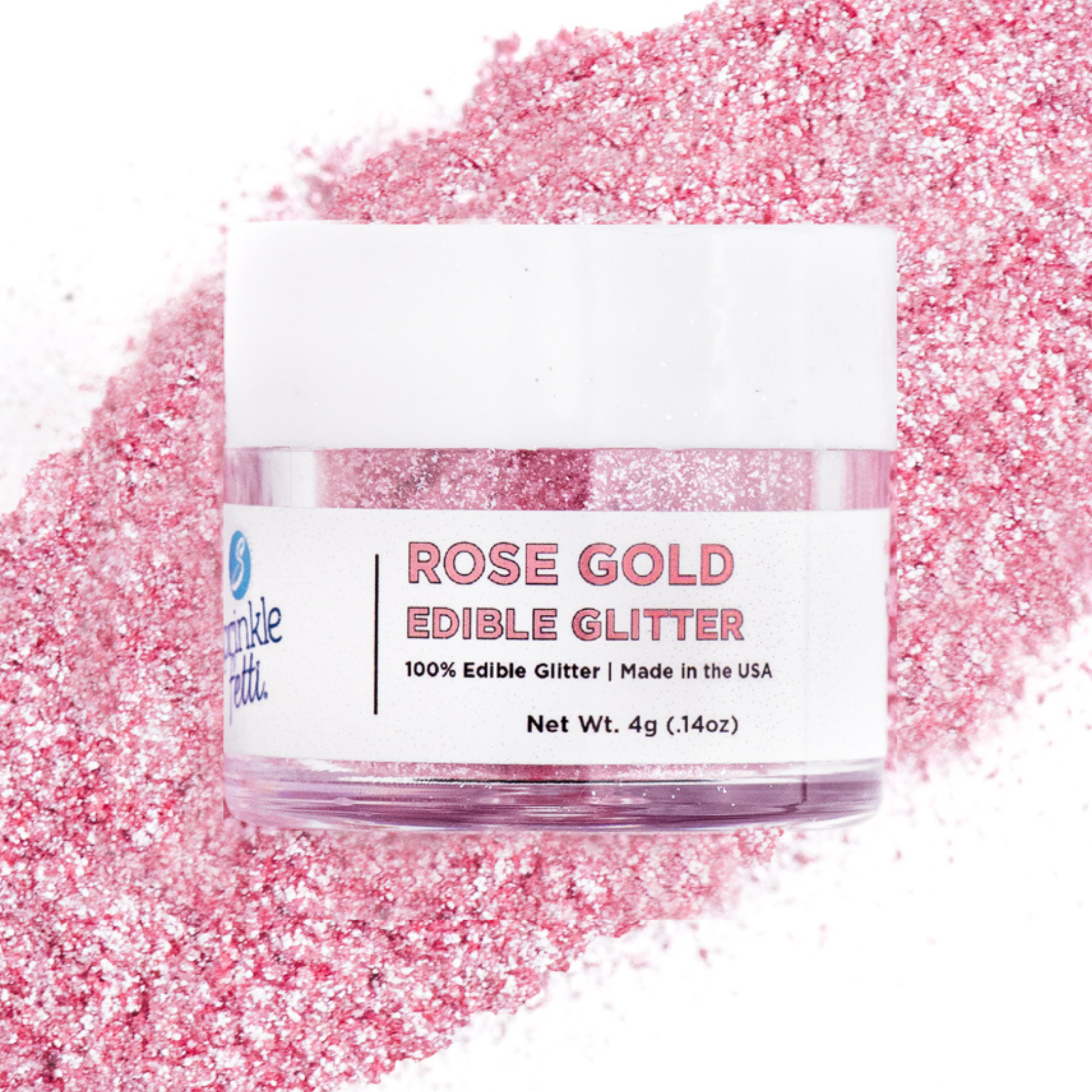 Sweets Indeed - Rose Gold Edible Glitter - Edible Glitter for Drinks, Food & Cake Decorating - Glitter Cake Topper for Desserts - Sprinklefetti - 4 G