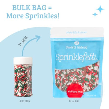 Sweets Indeed Sprinkles Bulk 10 ounce Edible Sprinkle Mix Perfect for Cake Decorations Baking Ice Cream Cookies Cupcake Topper