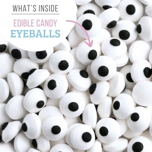 Candy Eyeball Sprinkles – Edible Sugar Decorations for Cookies, Cupcakes & Cakes – Halloween & Party Baking Decorations in Reusable Jar