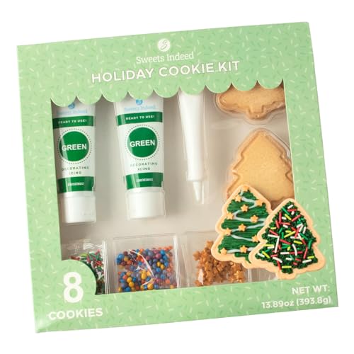 Sweets Indeed Holiday Cookie Decorating Kit plus Sprinkles Frosting Tubes nozzles 14.17 ounces Perfect for baking and cookie decoarting