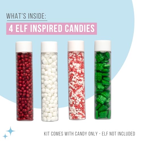Sweets Indeed Holiday Elf Candy Topper 4-Pack – Crumblefetti Candy Toppings for Ice Cream, Cupcakes, Hot Cocoa & Cookies | Fun Holiday Elf Treat for Christmas Baking, Gifts & Stocking Stuffers