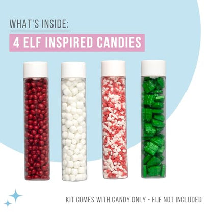 Sweets Indeed Holiday Elf Candy Topper 4-Pack – Crumblefetti Candy Toppings for Ice Cream, Cupcakes, Hot Cocoa & Cookies | Fun Holiday Elf Treat for Christmas Baking, Gifts & Stocking Stuffers