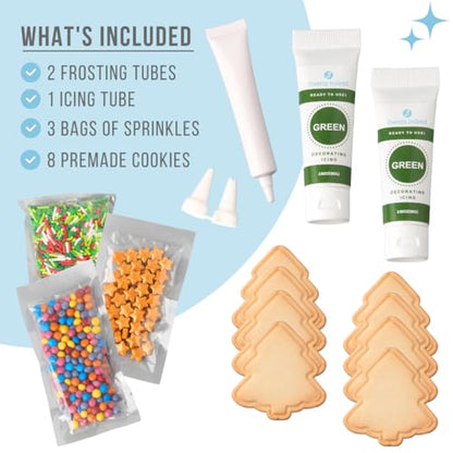 Sweets Indeed Holiday Cookie Decorating Kit plus Sprinkles Frosting Tubes nozzles 14.17 ounces Perfect for baking and cookie decoarting
