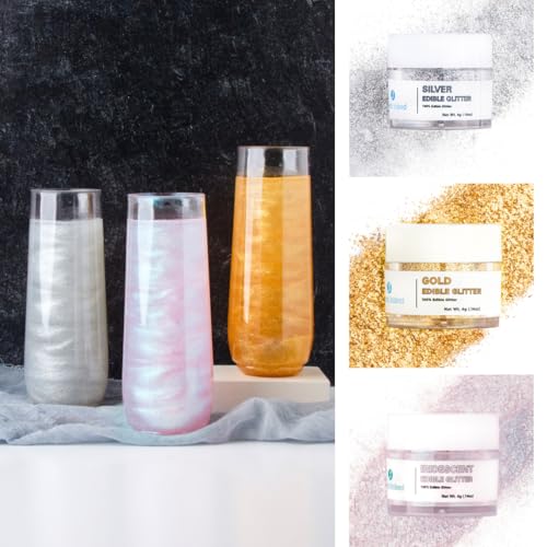 Sweets Indeed Edible Glitter, Perfect for Drinks, Cocktails, Beverages & Cake Decorating, Dessert Cake Topper, 4 grams, 3 Pack (Christmas) (Christmas)