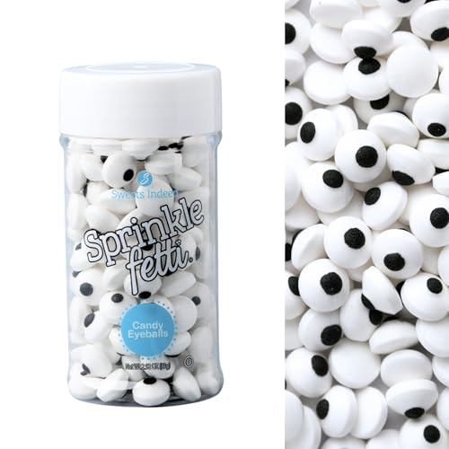 Candy Eyeball Sprinkles – Edible Sugar Decorations for Cookies, Cupcakes & Cakes – Halloween & Party Baking Decorations in Reusable Jar