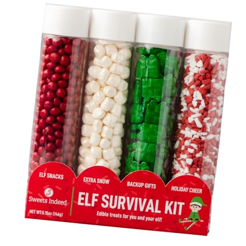 Sweets Indeed Holiday Elf Candy Topper 4-Pack – Crumblefetti Candy Toppings for Ice Cream, Cupcakes, Hot Cocoa & Cookies | Fun Holiday Elf Treat for Christmas Baking, Gifts & Stocking Stuffers
