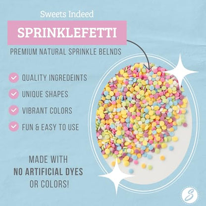 Sweets Indeed Natural Rainbow Sprinkles, Dye Free, Edible Sprinkle Mix, Perfect for Cake Decorations, Baking, Ice Cream, Cookies, Cupcake Topper