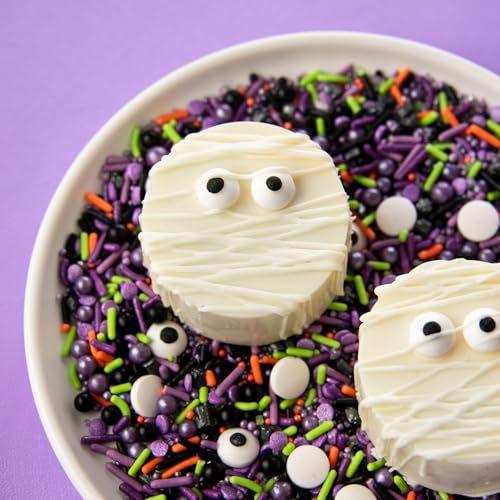 Candy Eyeball Sprinkles – Edible Sugar Decorations for Cookies, Cupcakes & Cakes – Halloween & Party Baking Decorations in Reusable Jar