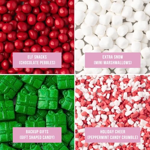 Sweets Indeed Holiday Elf Candy Topper 4-Pack – Crumblefetti Candy Toppings for Ice Cream, Cupcakes, Hot Cocoa & Cookies | Fun Holiday Elf Treat for Christmas Baking, Gifts & Stocking Stuffers