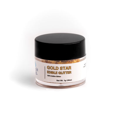 Sweets Indeed, Edible Glitter, Perfect for Drinks, Cocktails, Beverages & Cake Decorating, Dessert Cake Topper, Gift, 1 gram (Gold Edible Stars)