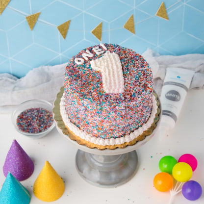 Sweets Indeed Birthday Smash Cake Kit Frosting Sprinkes Cookie Cutter Perfect for baking and cookie decoarting 6.63 ounces