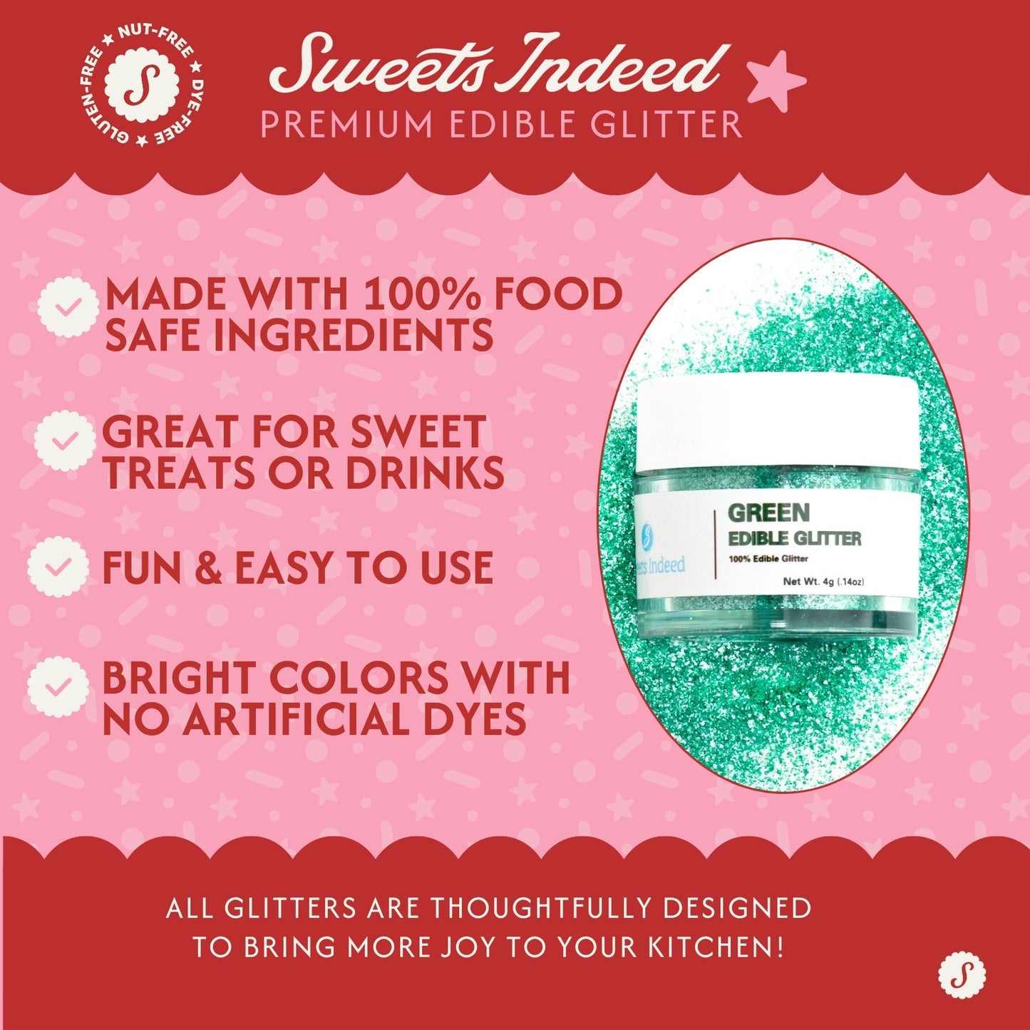 Green Edible Glitter