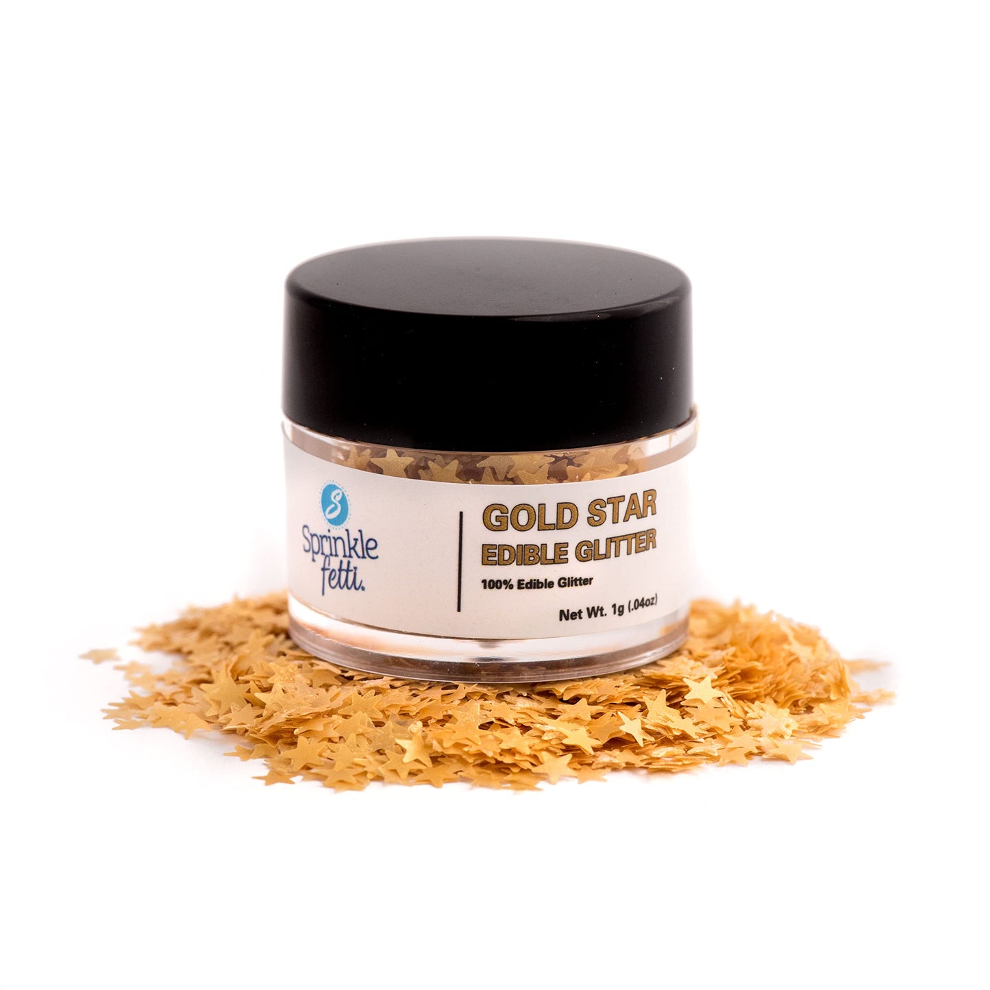 Sweets Indeed, Edible Glitter, Perfect for Drinks, Cocktails, Beverages & Cake Decorating, Dessert Cake Topper, Gift, 1 gram (Gold Edible Stars)
