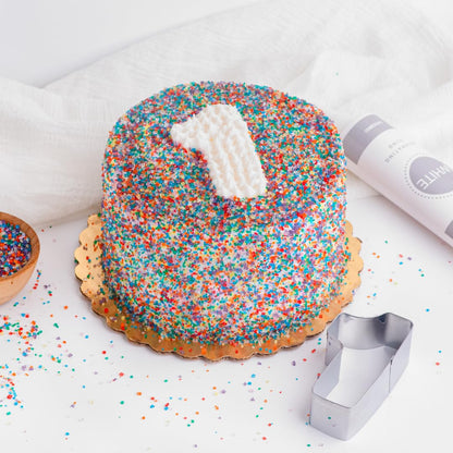 Sweets Indeed Birthday Smash Cake Kit Frosting Sprinkes Cookie Cutter Perfect for baking and cookie decoarting 6.63 ounces