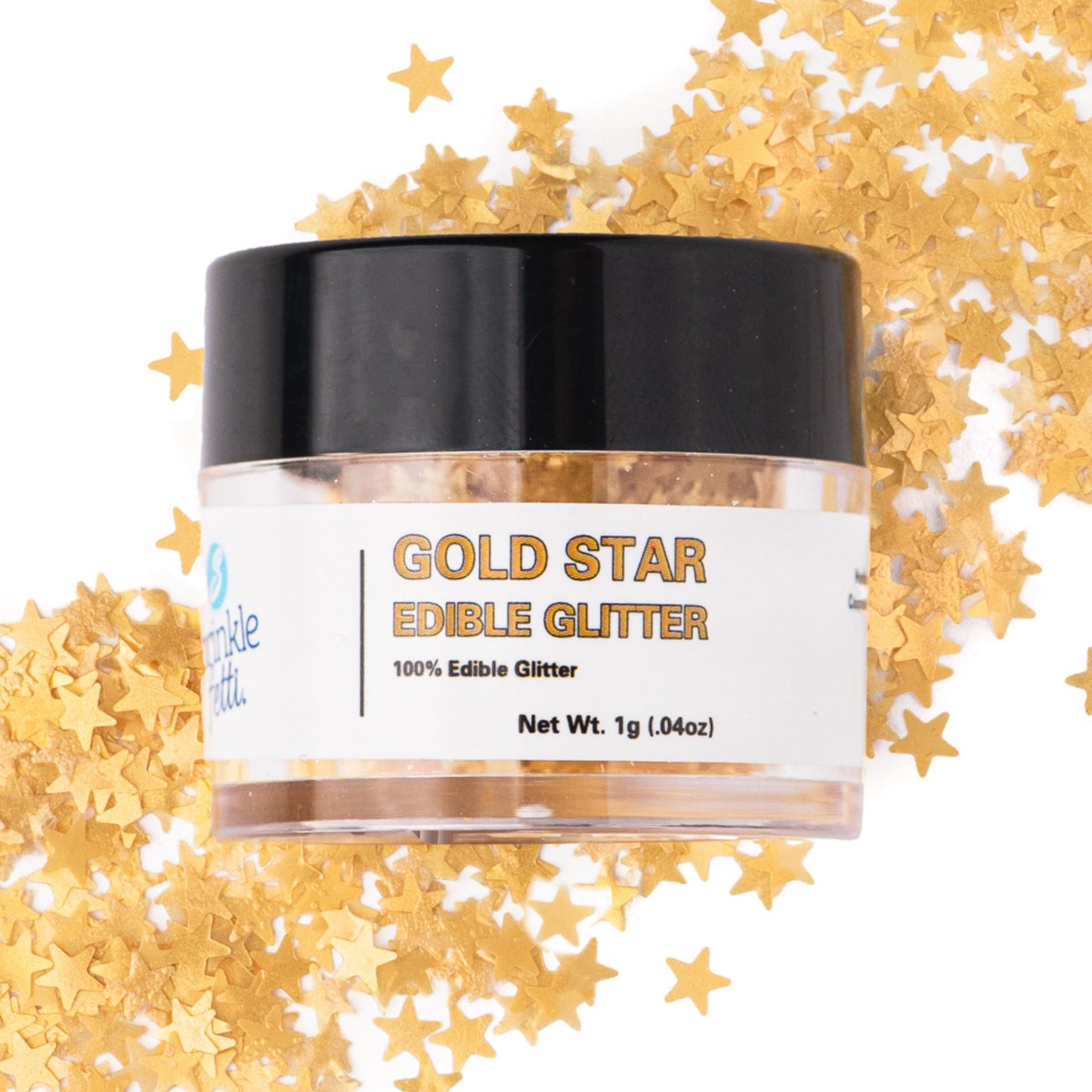 Sweets Indeed, Edible Glitter, Perfect for Drinks, Cocktails, Beverages & Cake Decorating, Dessert Cake Topper, Gift, 1 gram (Gold Edible Stars)