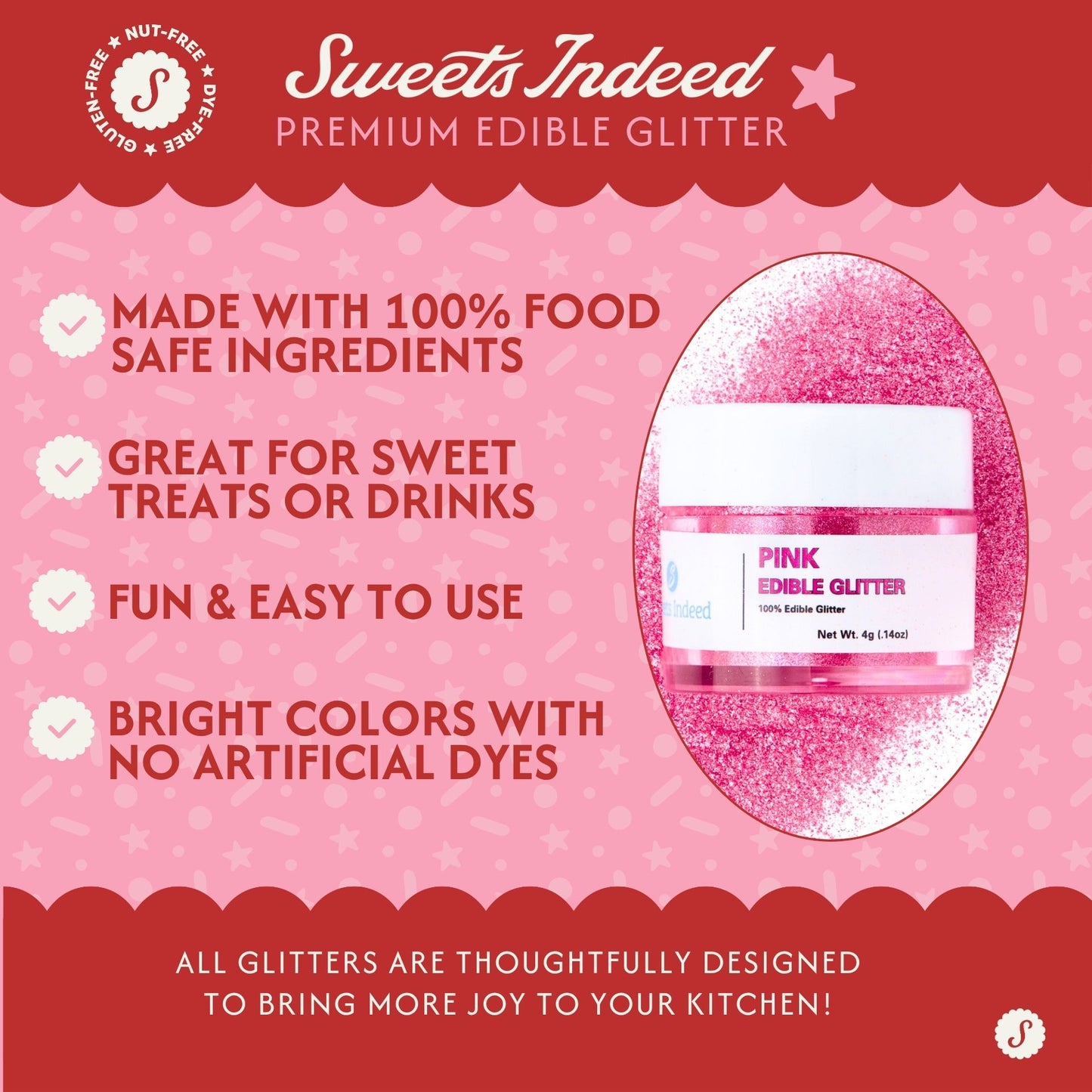 Hot Pink Edible Glitter