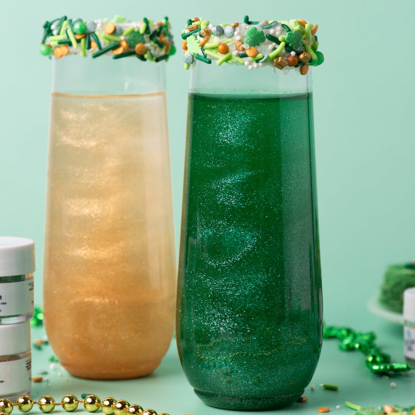 Sweets Indeed Edible Glitter, Perfect for Drinks, Cocktails, Beverages & Cake Decorating, Dessert Cake Topper, 4 grams, 3 Pack (Green/Gold)