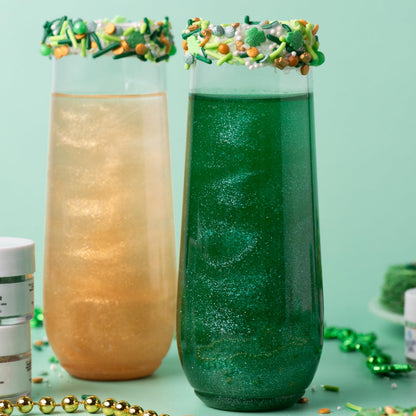 Sweets Indeed Edible Glitter, Perfect for Drinks, Cocktails, Beverages & Cake Decorating, Dessert Cake Topper, 4 grams, 3 Pack (Green/Gold)