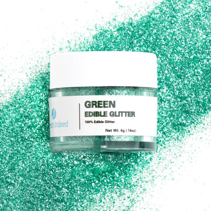 Sweets Indeed Edible Glitter, Perfect for Drinks, Cocktails, Beverages & Cake Decorating, Dessert Cake Topper, 4 grams, 3 Pack (Green/Gold)