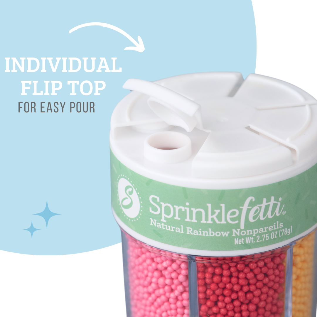 Natural Rainbow Nonpareils Sprinkle Jar - 6 Cell