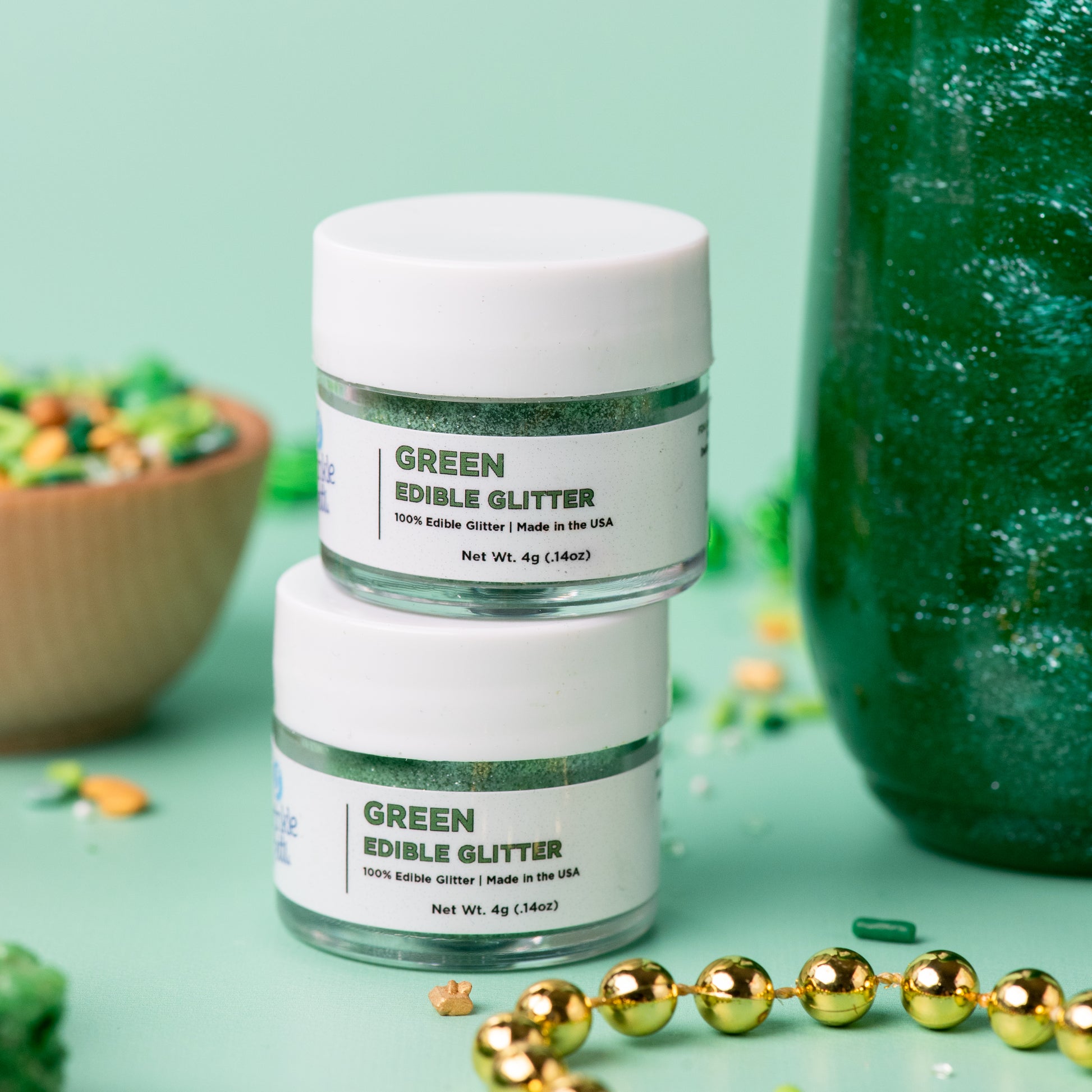 Green Edible Glitter FDA Approved Made in USA - Kosher, Vegan — The Cookie  Countess