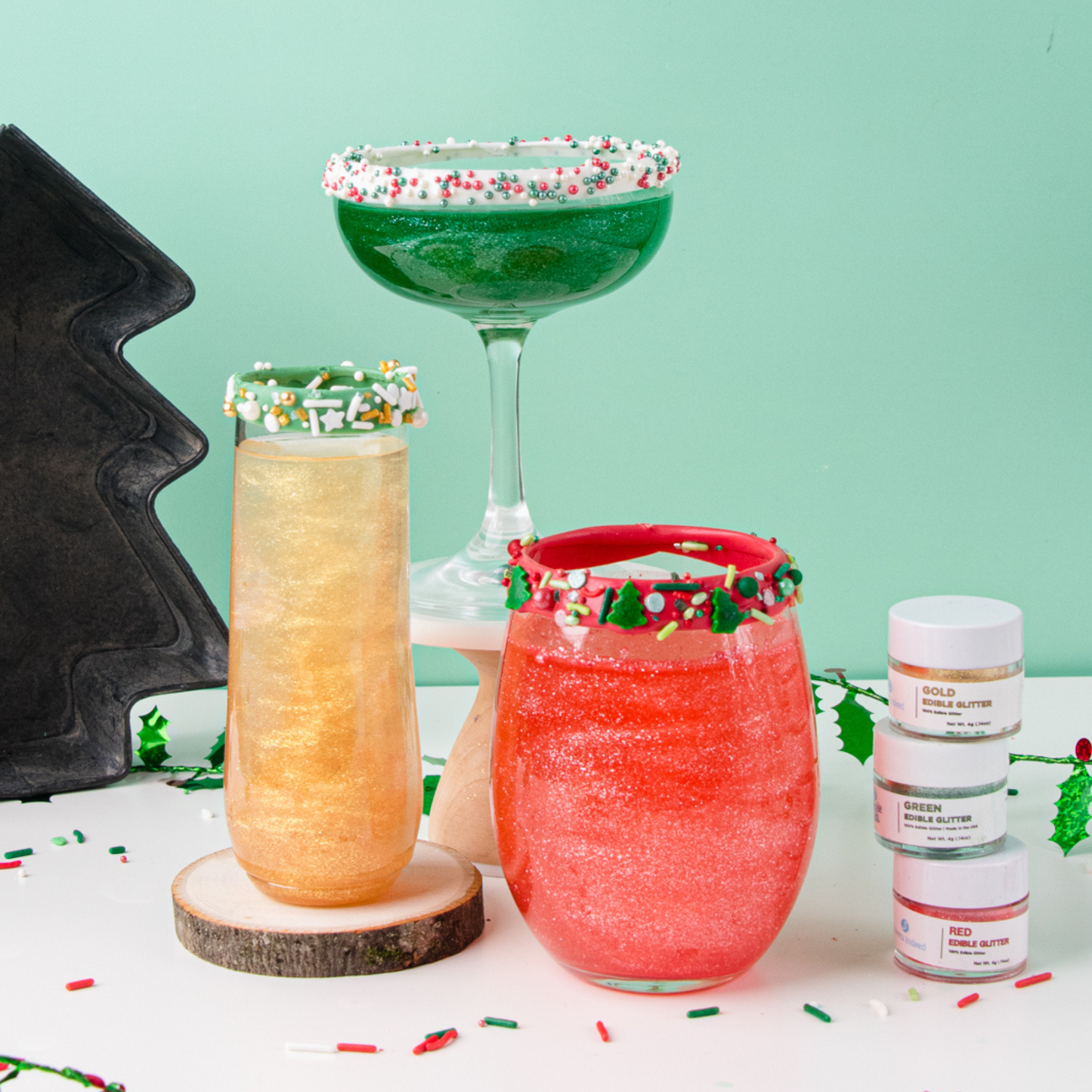 Edible Glitter 3 Pack - Green and Gold